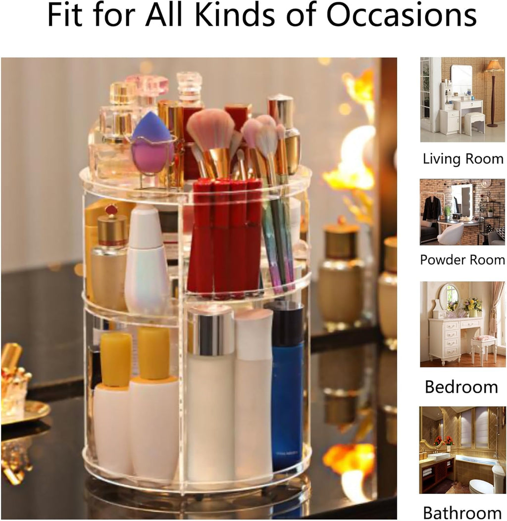 Make-Up Organizer 360° Drehbarer Transparentes Kosmetik Organizer Rotierender Beauty-Make up Aufbewahrungskosmetikbox Für Kommode Schlafzimmer Badezimmer(Clear)