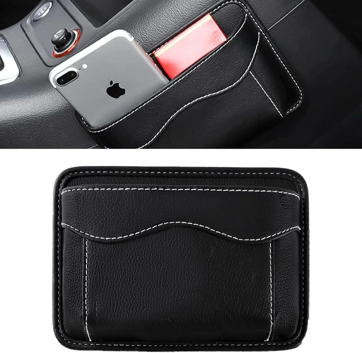 Seitentasche Für Autositze, Selbstklebende Autositz Organizer Aus Pu-Leder – Aufbewahrungstasche Für Handy, Schlüssel & Dokumente, Car Organizer Für Auto Innenraum Zubehör 12X17 Cm