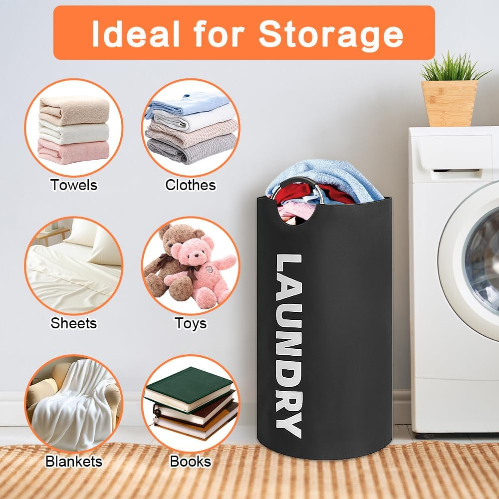 Wäschekorb Stoff, 90L Wäschesammler Mit Griff, Wäschesammler Stoff Faltbar | Wasserdicht Wäschebehälter Laundry Basket, Faltbarer Wäschesack, Wäschetrennkorb Groß Wäschekorb Für Badezimmer, Schlafzimmer