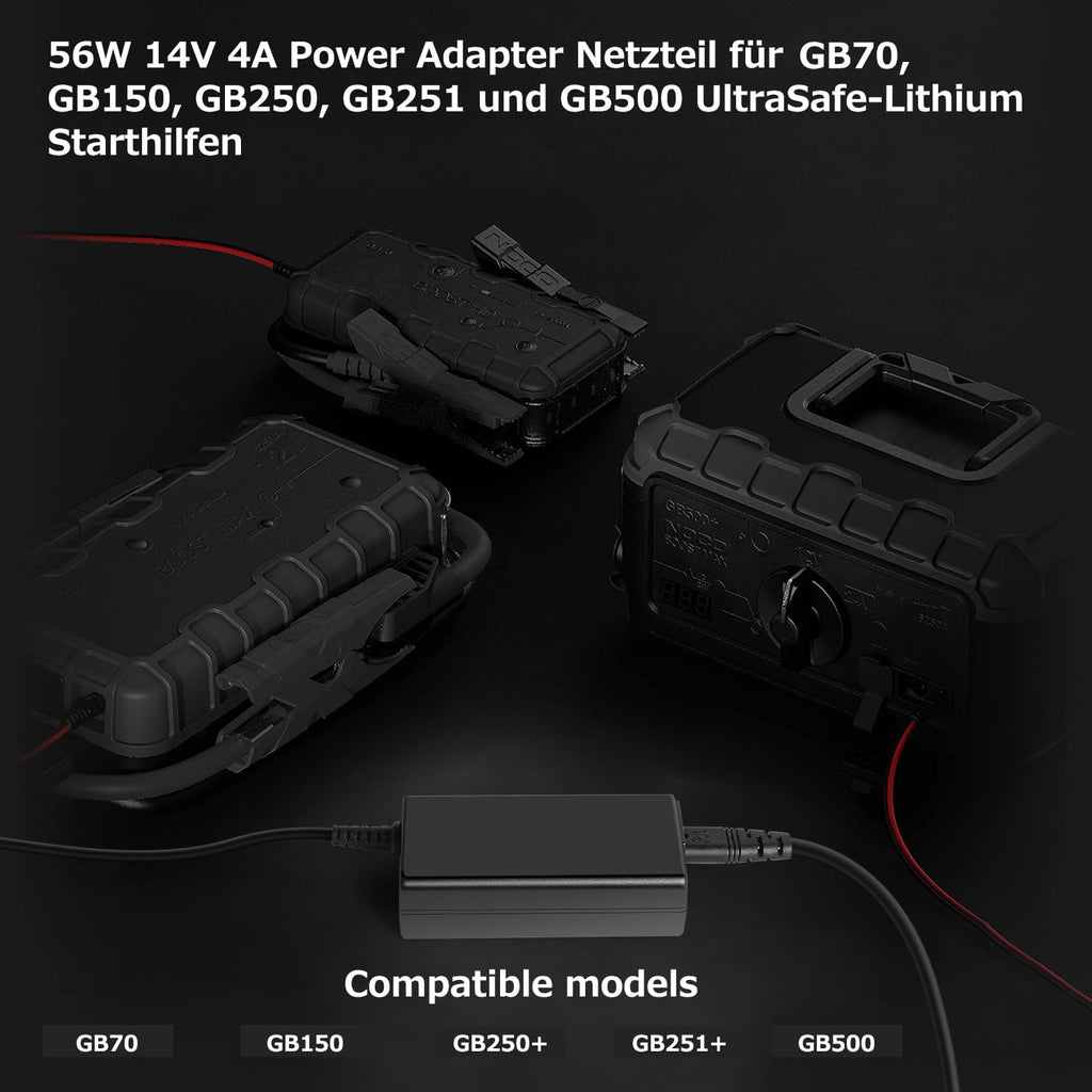 KFD Netzteil 14V 4A 56W Starthilfe Powerbank Ladegerät Für NOCO GB70 GB150 GB250+ GB251+ GB500 GB500+ 2000A 3000A 12V XGC4 XGC Boost HD Ultrasafe PKW Ladekabel Auto Batterie KFZ Booster Jump Starter