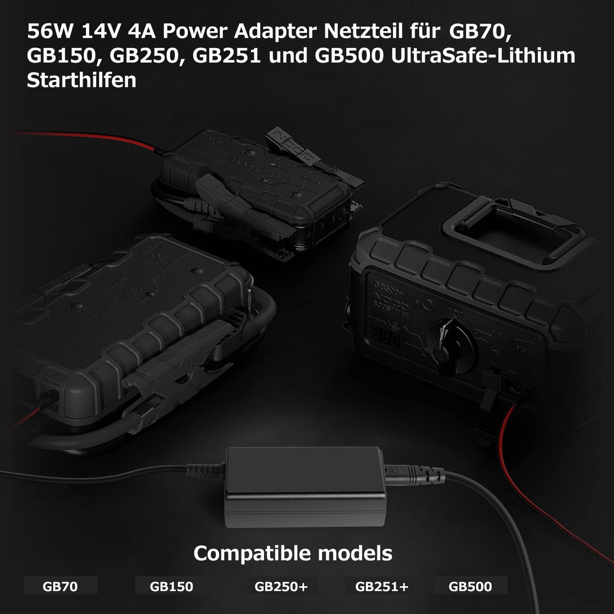 KFD Netzteil 14V 4A 56W Starthilfe Powerbank Ladegerät Für NOCO GB70 GB150 GB250+ GB251+ GB500 GB500+ 2000A 3000A 12V XGC4 XGC Boost HD Ultrasafe PKW Ladekabel Auto Batterie KFZ Booster Jump Starter