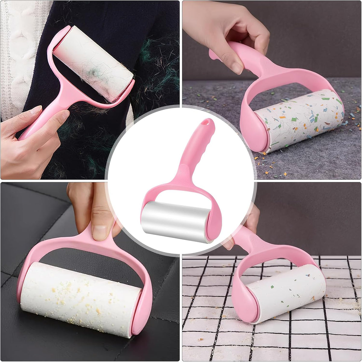 360 Blätter Extra Klebrig Fusselrolle Mit 6 Ersatzrollen, Fusselroller Für Kleidung Sofa Bett Teppich Tierhaare Katzenhaare Hundehaare Staub Fussel