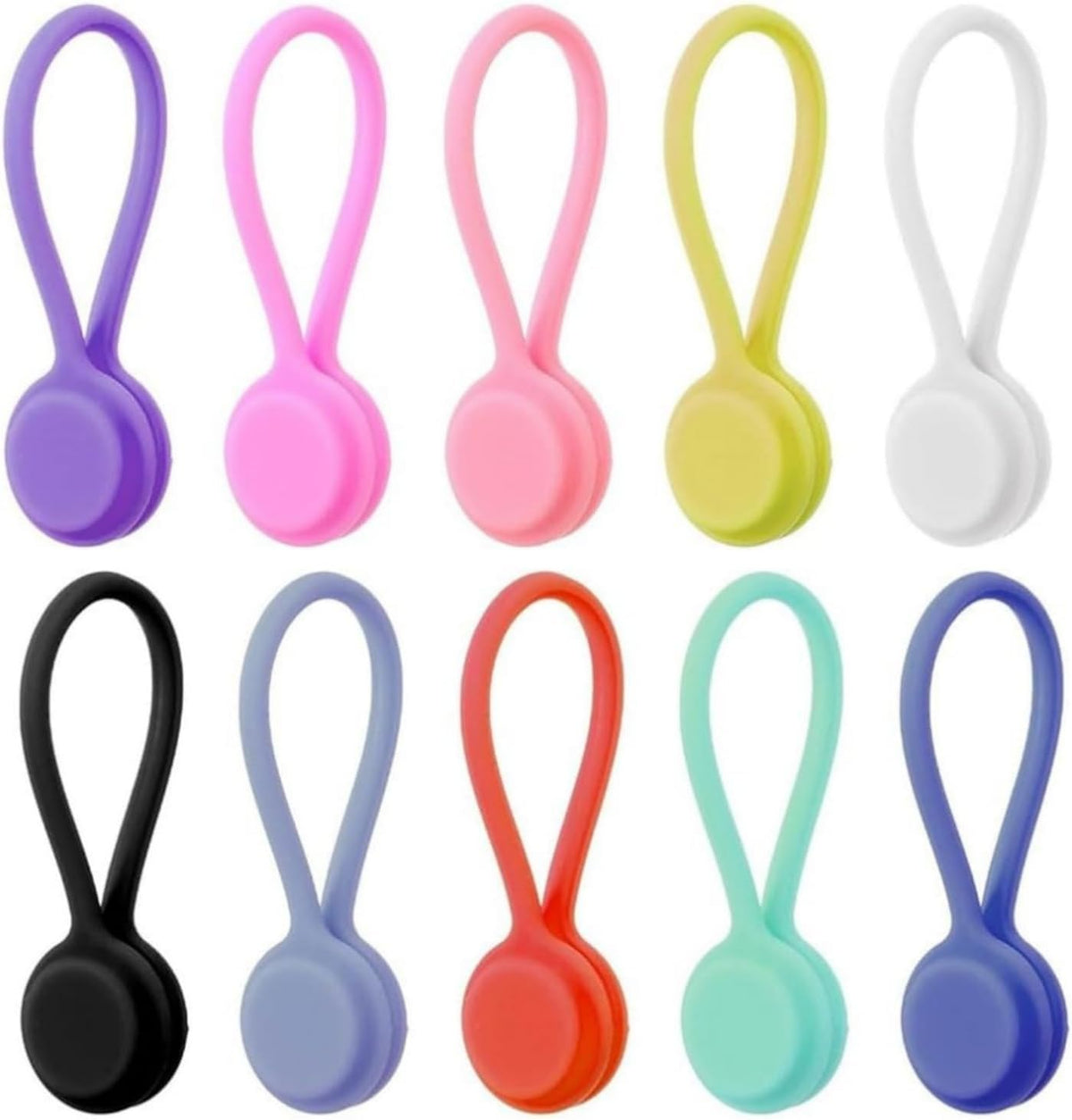 Magnetische Silikon Kabelbinder,10 Stück Wiederverwendbare Magnet Kabelbinder Silikon Kabelclip Organizer Für Organisation Und Kabelmanagement (10 Farben)