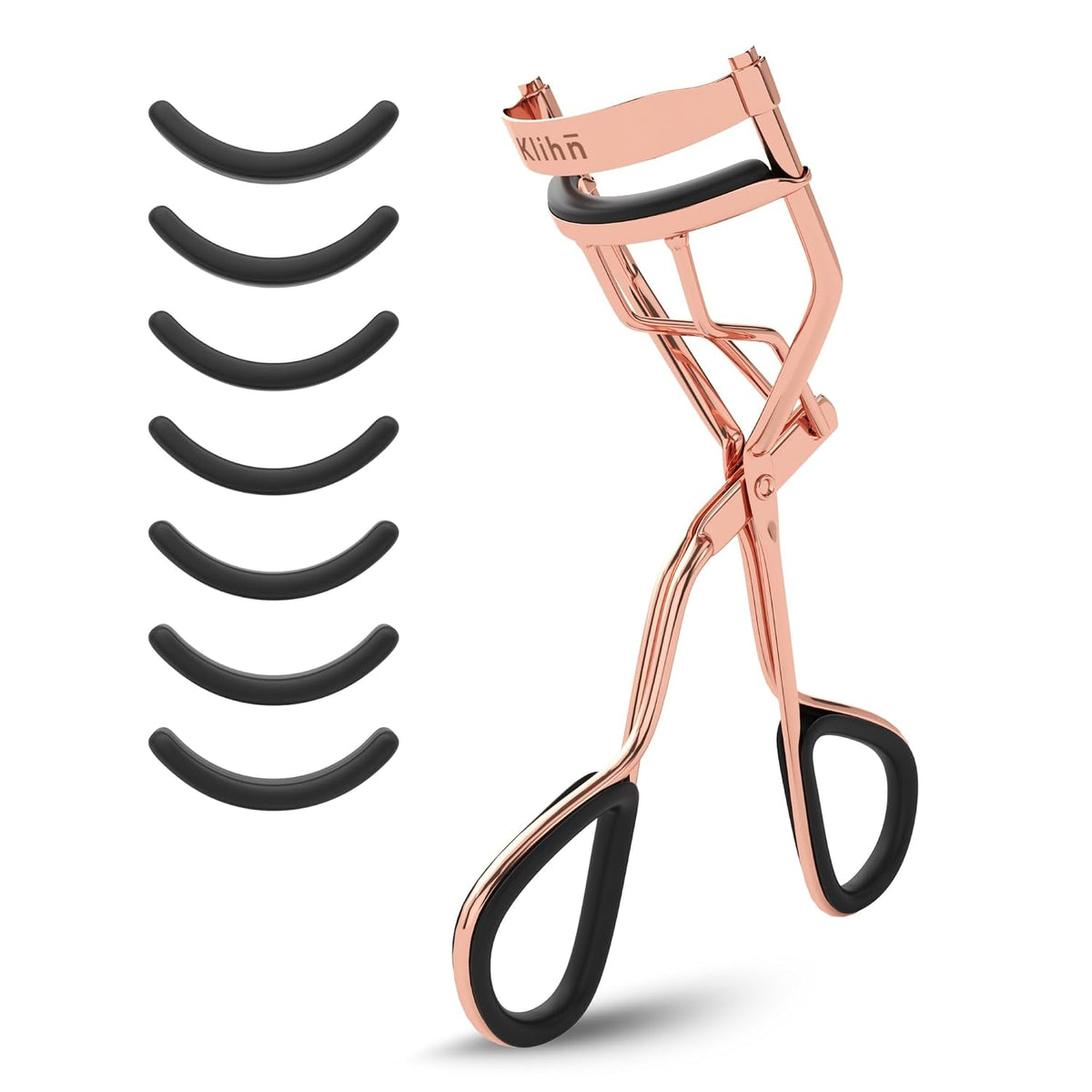 Exklusive Wimpernzange, Eyelash Curler Inkl. 8 Extra Ersatz-Gummi-Pads - Das Make-Up Tool Für Perfekt Geschwungene Wimpern Aus Hochwertigem Carbonstahl (Silber)