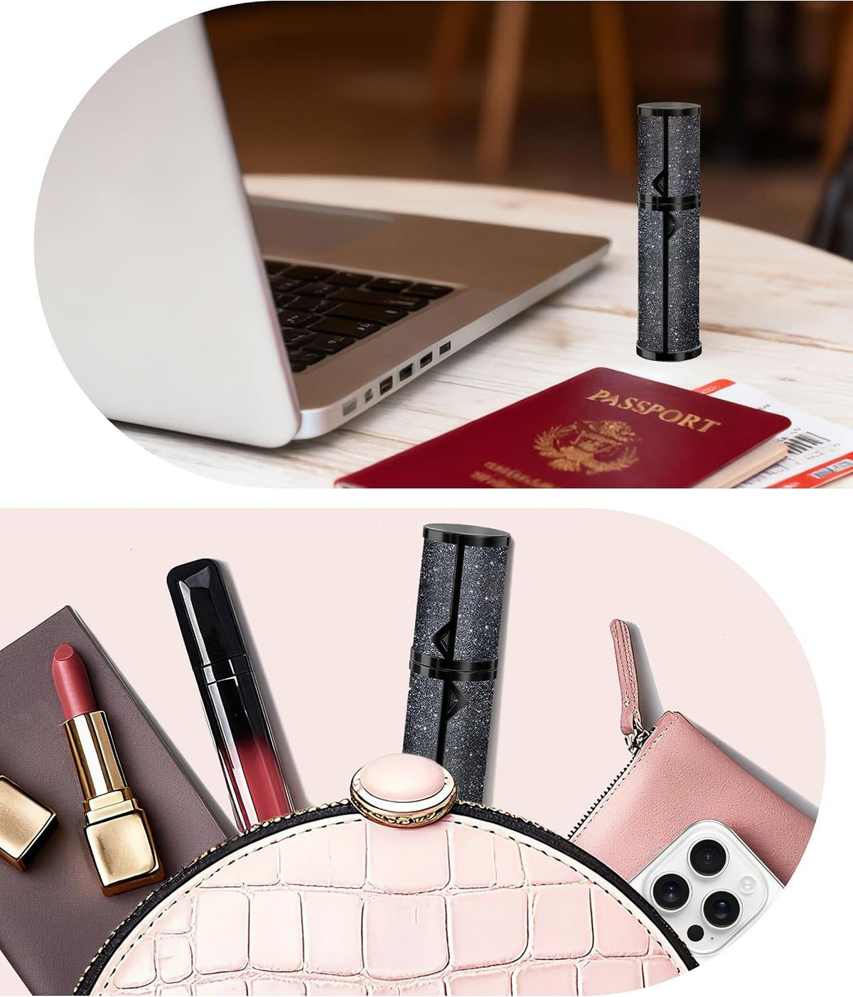Parfümzerstäuber Für Unterwegs Nachfüllbar, Parfüm Abfüller 5Ml | Vakuum-Dichtung, Sprühflasche, Feiner Nebel, Aluminium, 2 Adapter, Tropfsicher & Praktisch Für Reise&Alltag, Schwarz