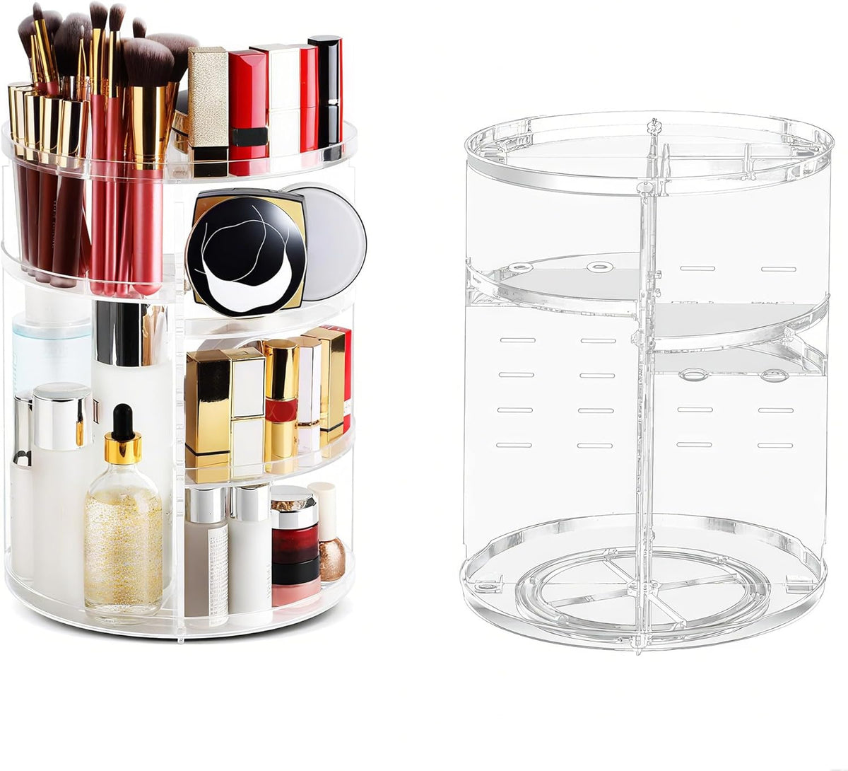Make-Up Organizer 360° Drehbarer Transparentes Kosmetik Organizer Rotierender Beauty-Make up Aufbewahrungskosmetikbox Für Kommode Schlafzimmer Badezimmer(Clear)