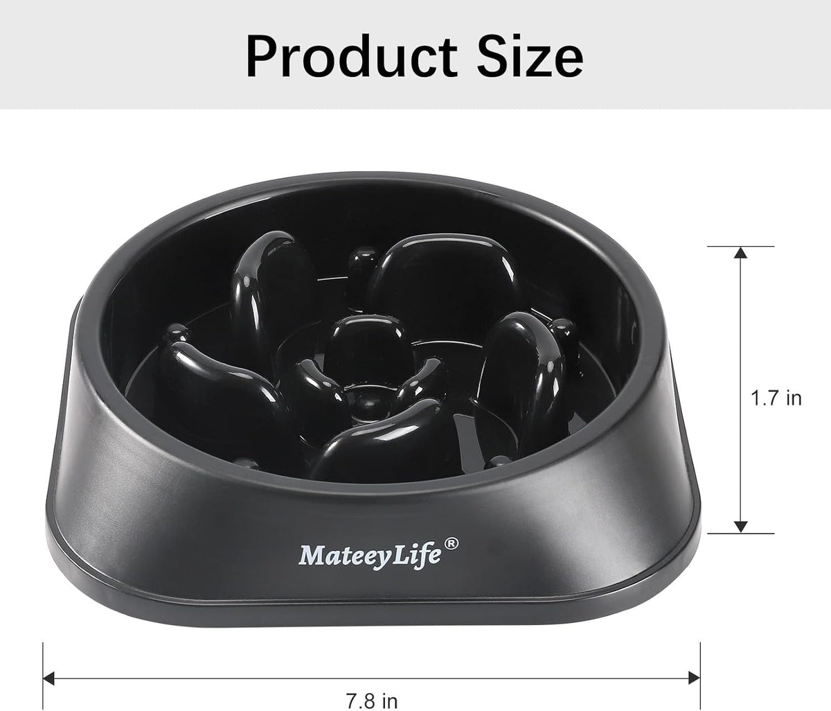 Mateeylife Hundenpfe, Langsamer Fressnapf, Anti-Erstickungs-Puzzle, Interaktiver Futternapf Fr Kleine/Mittelgroe Hunde, Hundenpfe Zum Verlangsamen Des Essens, Kleiner Hundenapf, Schwarz, 2 Tassen