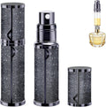 Parfümzerstäuber Für Unterwegs Nachfüllbar, Parfüm Abfüller 5Ml | Vakuum-Dichtung, Sprühflasche, Feiner Nebel, Aluminium, 2 Adapter, Tropfsicher & Praktisch Für Reise&Alltag, Schwarz