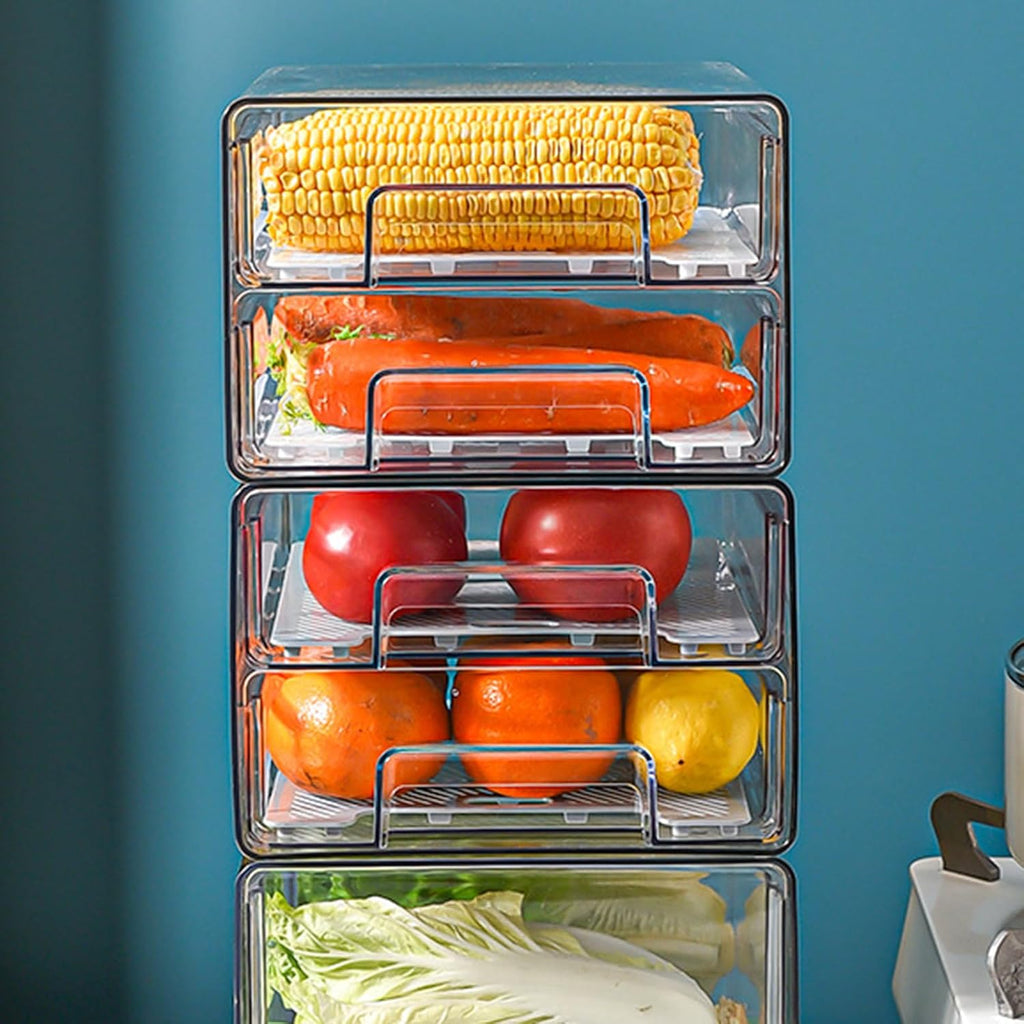 Kühlschrank Organizer Schublade,Doppelschichtig Durchsichtig, 1Pcs | Stapelbar & Wiederverwendbar, Speisekammer Für Wurst, Küche, Gefrierschrank Und Vorratsschrank Organizer
