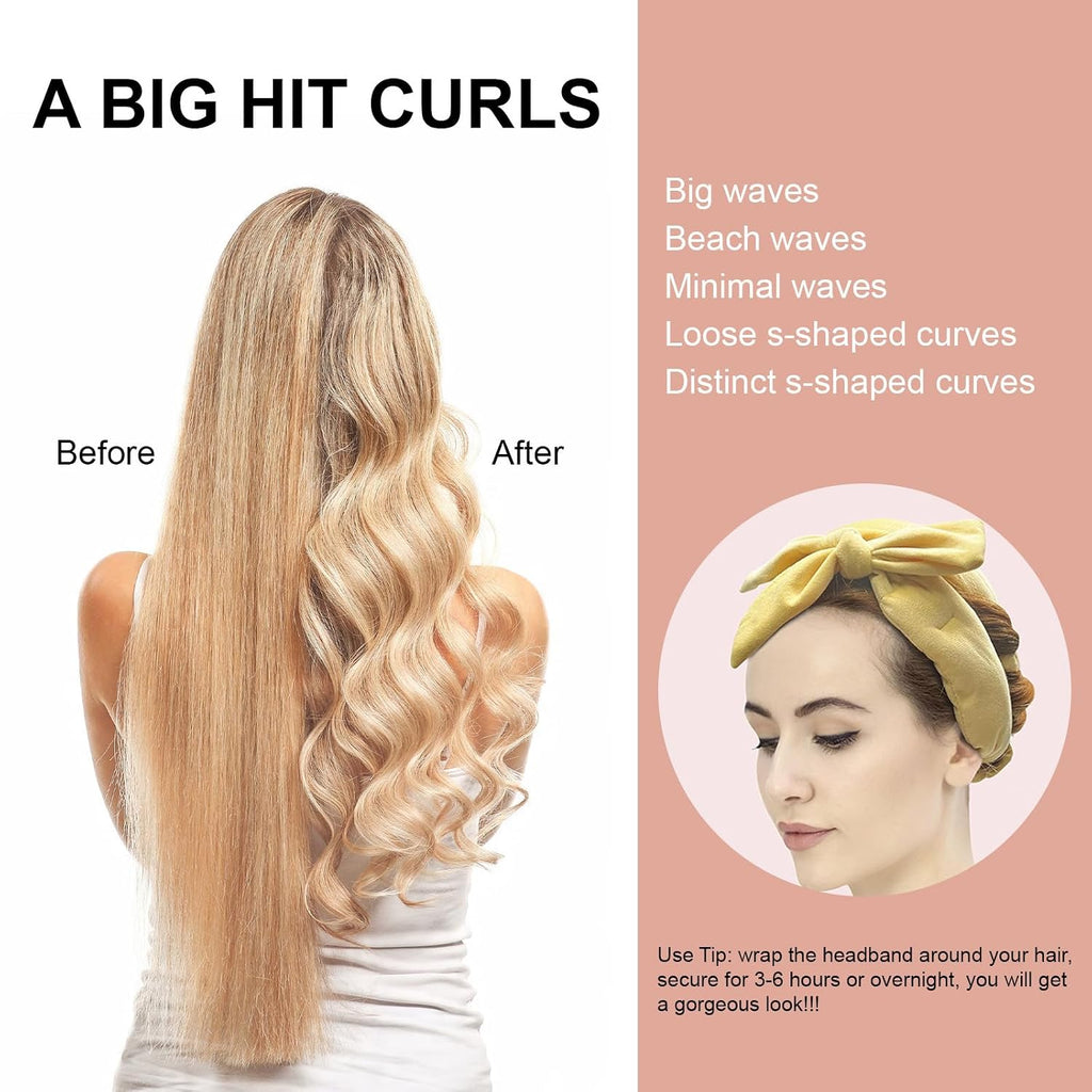 Neu Lockenwickler Locken Ohne Hitze,Heatless Curls Band Lockiges Haar-Set（Beige）