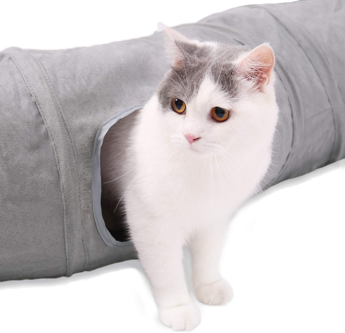 PAWZ Road Katzentunnel Katzenspielzeug Für Katzen Oder Kleintiere, Grau | Katzentunnel, Ball Rascheltunnel, Katzen Welphln Kaninchenoder Kleintiere Grau, 117L X 27B X 27H Cm, Faux Pelz