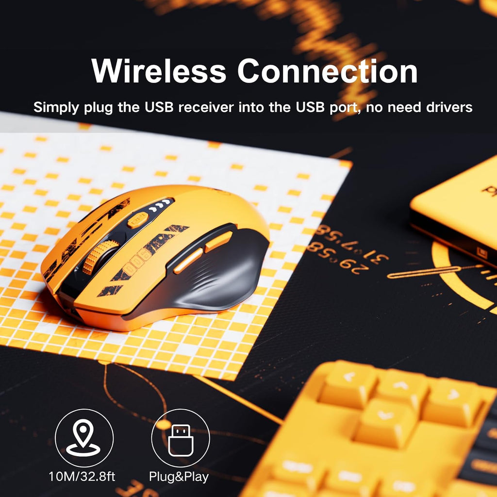 Uineer Kabellose Maus, 2,4 Ghz Usb-Funkmaus, Batteriestandsanzeige | Wiederaufladbare Ergonomische Funkmaus Mit 4 Einstellbaren Dpi-Stufen, Für PC Und Laptop, Büro, Homeoffice Und Gaming