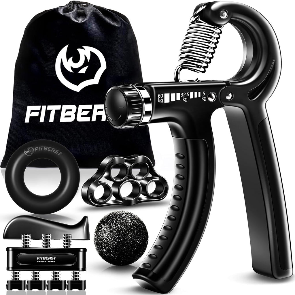 Fitbeast Handtrainer Fingertrainer, Griffkraft Trainer Trainingsset - 5Er-Pack, Verstellbarer Grip Trainer, Finger Trainingsgerät, Handgelenk Trainer, Trainingsring & Stressabbau-Griffkugel