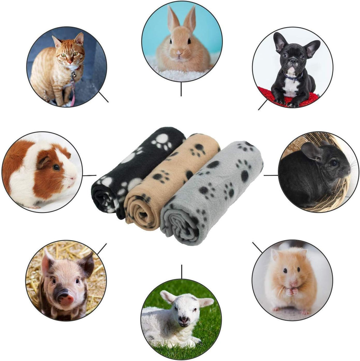 YIQI Haustierdecke Für Hund/Katze, Weich, Schondecke, Winterdecke, Hundedecke Fleece, Katzendecke Tierdecke Liegedecke Pfötchen Matte Farbe Zufällig (60 X 70 Cm)