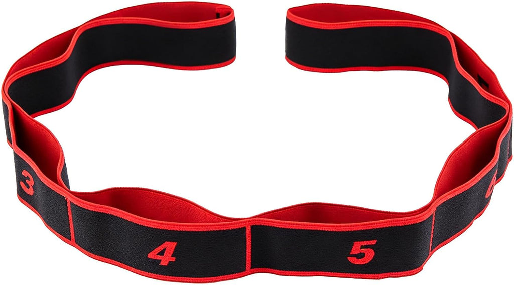 Yoga Stretching Strap, Stretching Band Mit 8 Schleifen, Yoga Stretch Gurt, Fitness Stretchband, 90Cm Länge, Hochelastischer Gymnastikband Für Effektives Stretching, Pilates, Tanz (Rot)