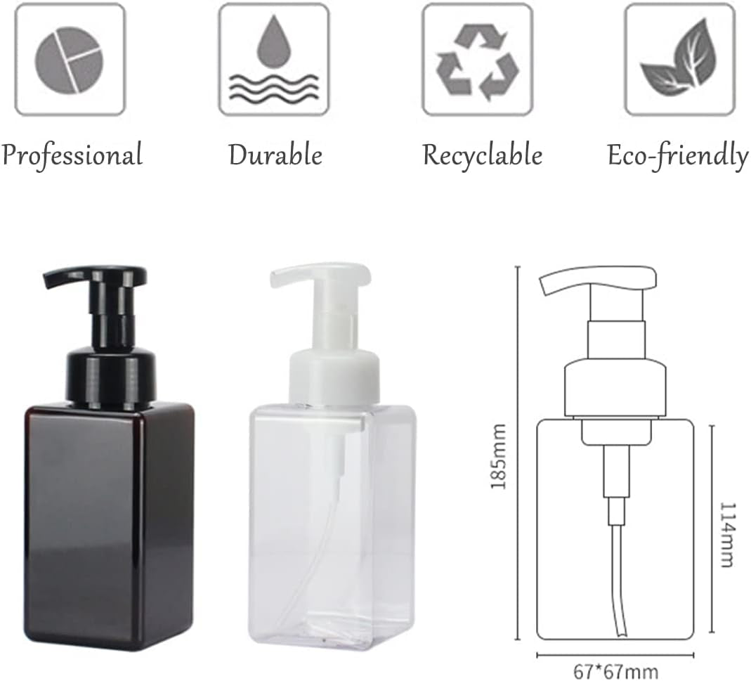 Schaumseifenspender, Quadratisch, Nachfüllbar, 450 Ml, Petg-Kunststoff, Bpa-Frei, Für Shampoo, Duschgel, Flüssigseife, Küche, Bad, Krankenhaus, 2 Stück