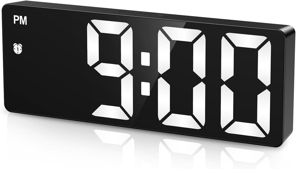 Criacr Digitale Uhr, LED Wecker Digital Mit Großanzeige, Datum, 12/24HR, DST Funktion, Snooze, 4 Helligkeit Regelbar, Typ-C/Batteriebetrieben Tischuhr Digital Für Nachttisch & Schreibtisch