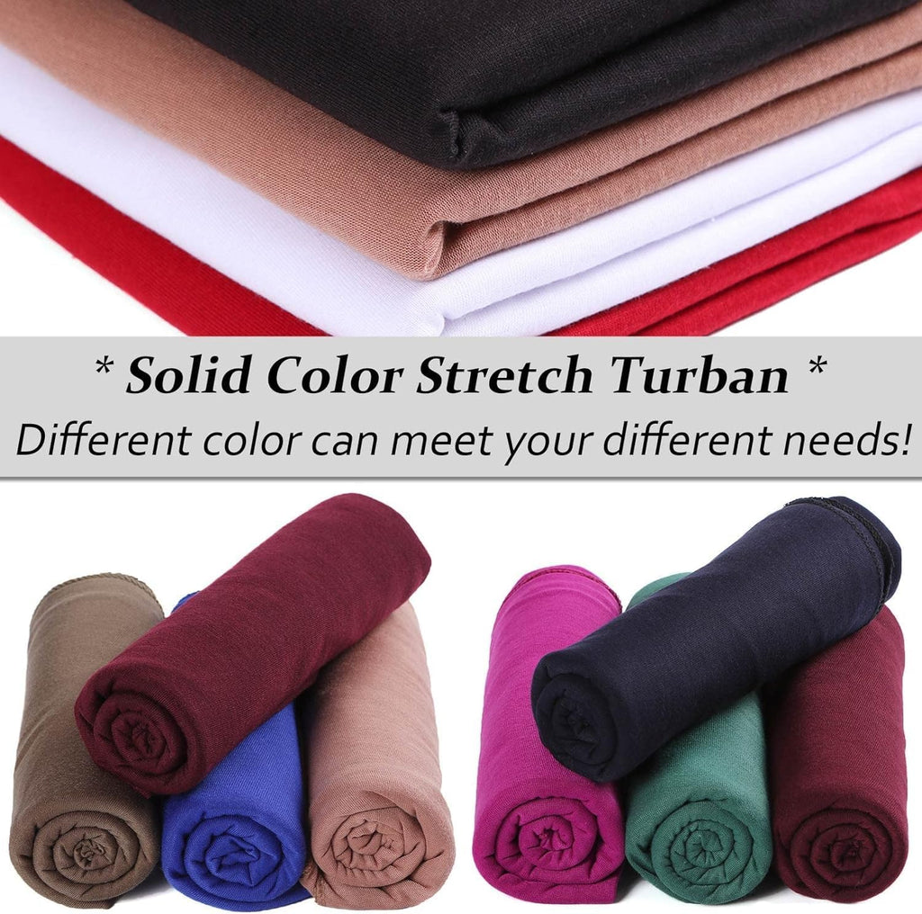 4 Stück Stretch Jersey Turban Head Wrap Knit Headwraps Urban Hair Scarf Solid Color Breathable Ultra Soft Extra Long Head Band Tie for Women