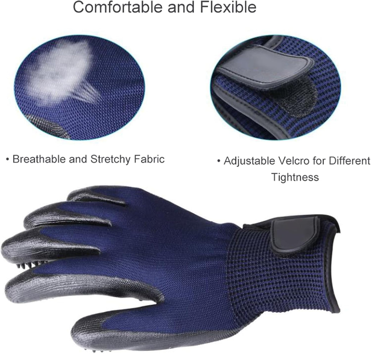 Handschuh Enthaarungshandschuhe Für Hunde Katzen, Haustierpflege Fellwechselpflege Putzhandschuhe Pet Bürste Grooming Gloves Pet Massagege, EIN Paar, Blau