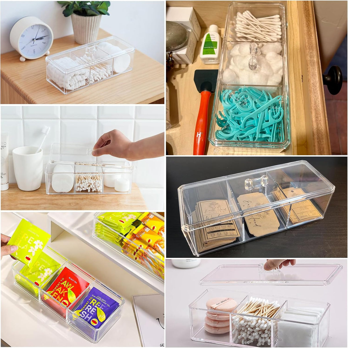 Wattestäbchen Behälter Baumwolle Ball Tupfer Halter Mit Deckel Clear Badezimmer Organizer Baumwolle Pad Organizer Acryl Organizer Für Baumwollkugel, Baumwolltupfer, Runde Pads, Haarzubehör