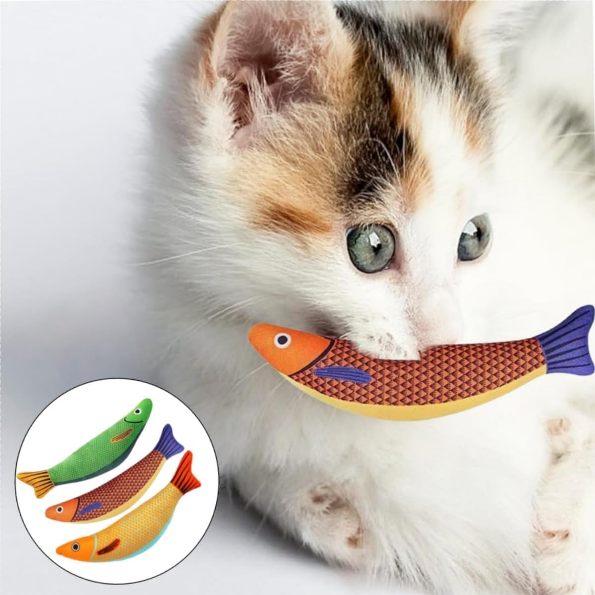 Spielzeug Mit Katzenminze,3 Stück Katzenminze Katzenspielzeug,Fische Simulation Waschbares Katzen Spielzeug,Plüsch Katzenspielzeug,Cartoon-Kätzchen,Interactive Cat Toy,Kitten Spielzeug
