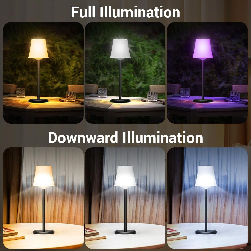 Tischlampe Kabellos Mit 3 Farbmodi+ RGB LED Tishcleuchte Aufladbar Akku Touch Control Stufenlos Dimmbar Nachttischlampe IP54 Wasserdicht Für Wohnzimmer Outdoor Esszimmer Camping Balkon Bar