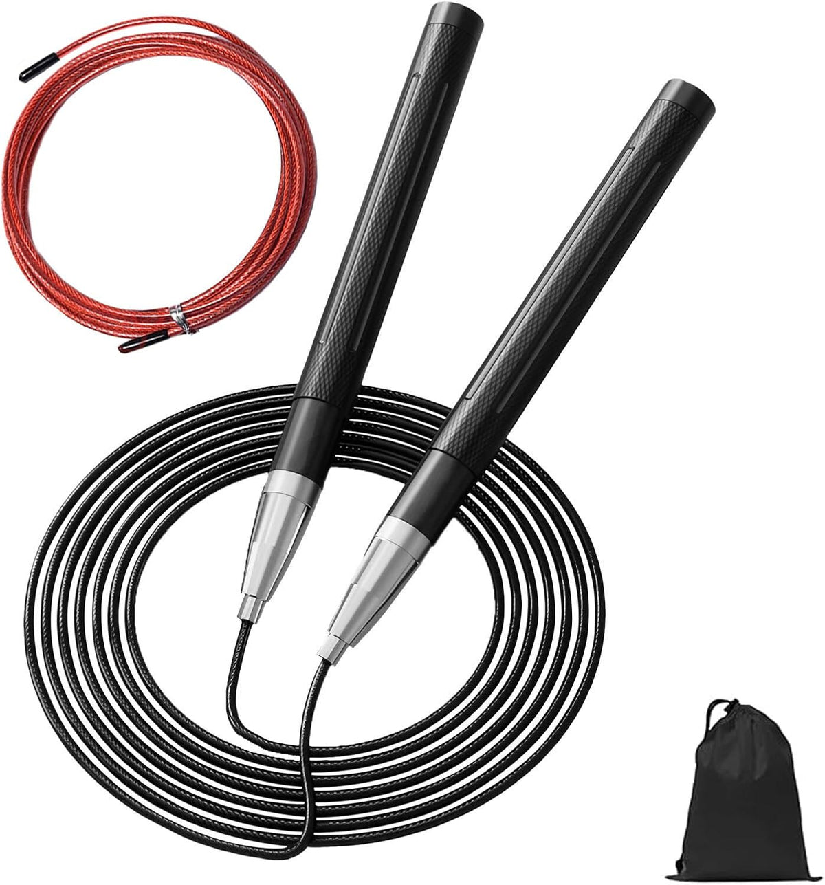 Springseil Erwachsene Fitness, Speed Jump Rope 3M Seilspringen Verstellbar Mit Aluminiumgriff Und 2 Ersatzseile, Selbstsperrende Konstruktion Skipping Rope Für Workout, Boxen, Sport