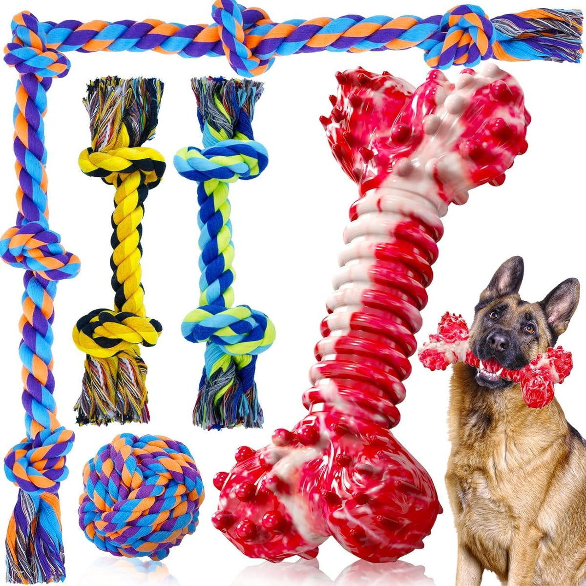 SHARLOVY Puppy Rope Toy, Dog Rope Toy for Small Dogs, Puppy Tething Toys, Cotton Interactive Tug of War Dog Toy for Puppy Langeweile, Dog Chew Toys for Aggressive Chewers Small Breed