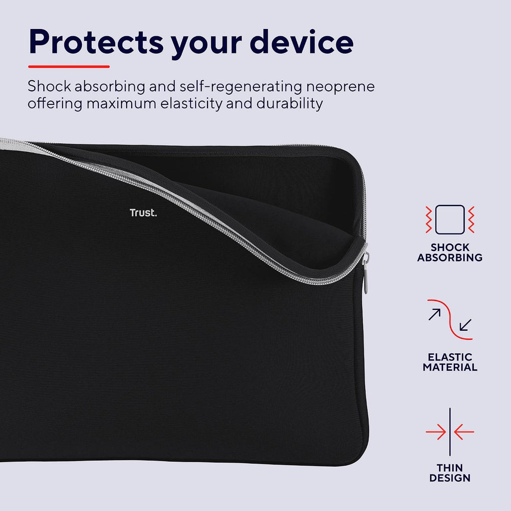 Trust Primo Soft Laptop Sleeve 13,3 Zoll Weiche Schutzhülle, Schwarz