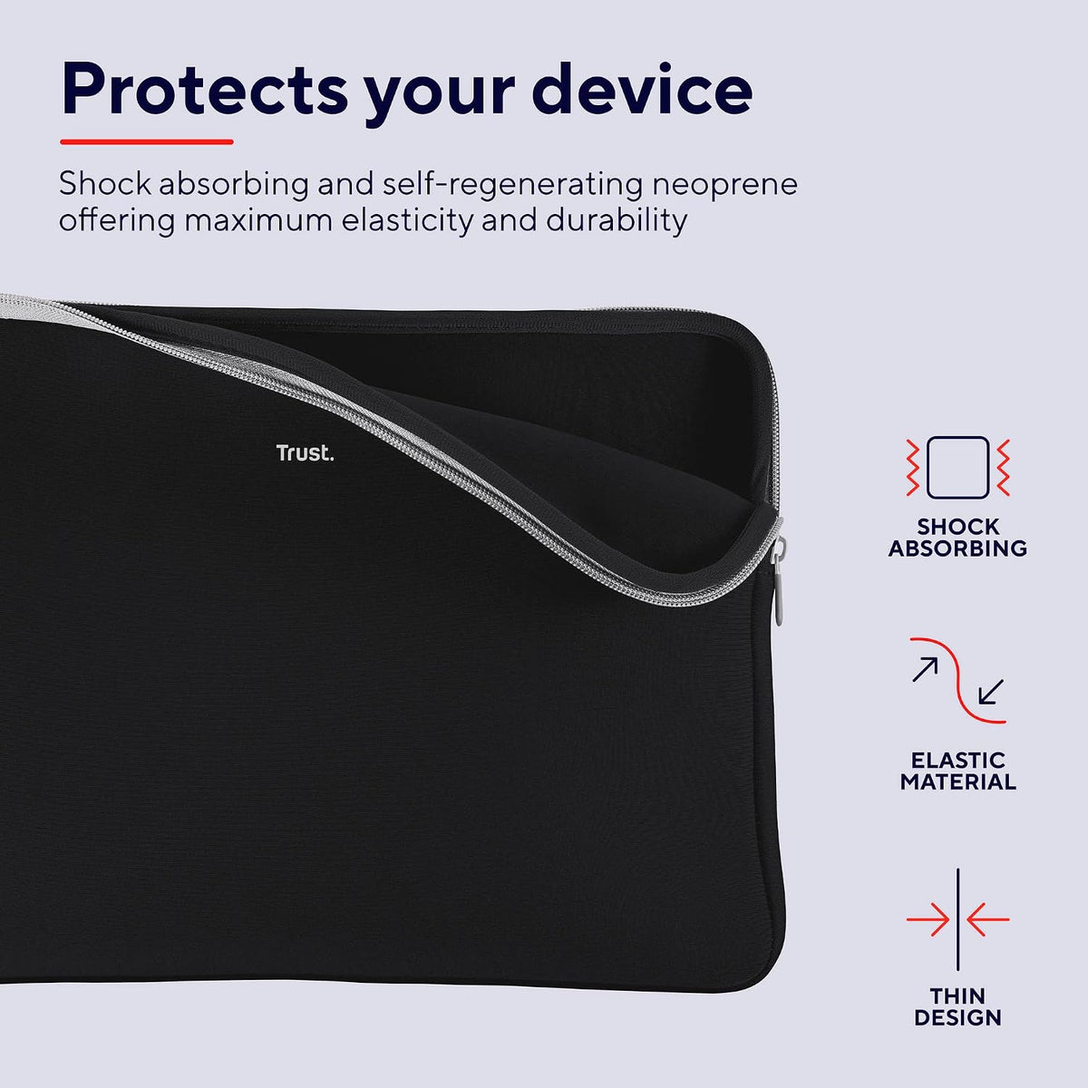 Trust Primo Soft Laptop Sleeve 13,3 Zoll Weiche Schutzhülle, Schwarz