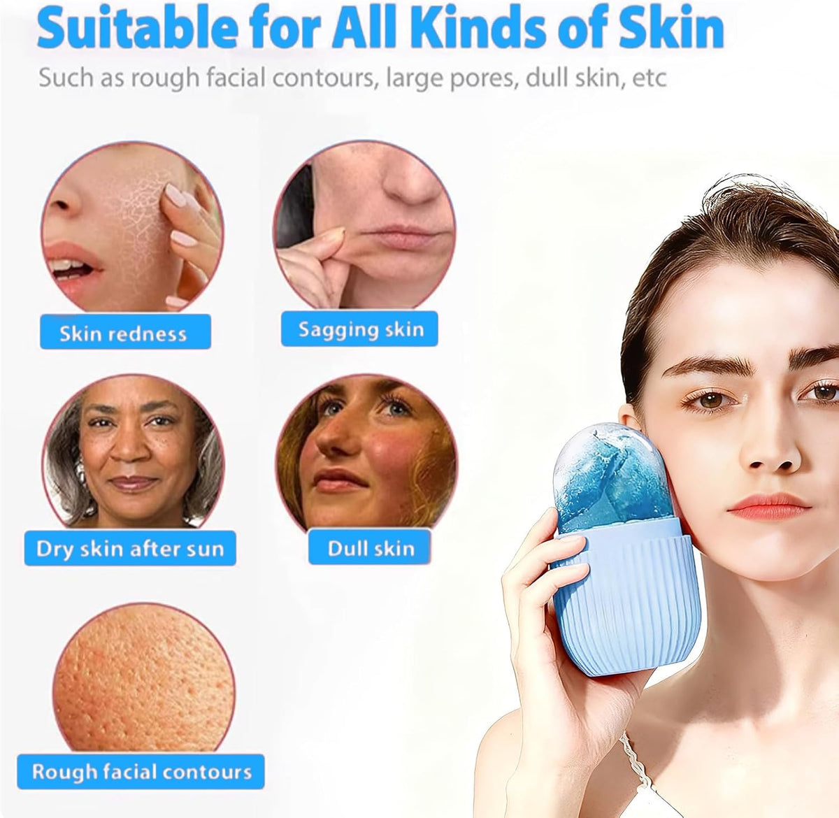 3Er-Pack Eisroller Gesicht,Face Ice Roller,Gesichtsmassage | Gesichtsentschwellung,Beauty Skincare Für Hautpflege,Kühlend Beruhigend,Essential Für Strahlende Haut