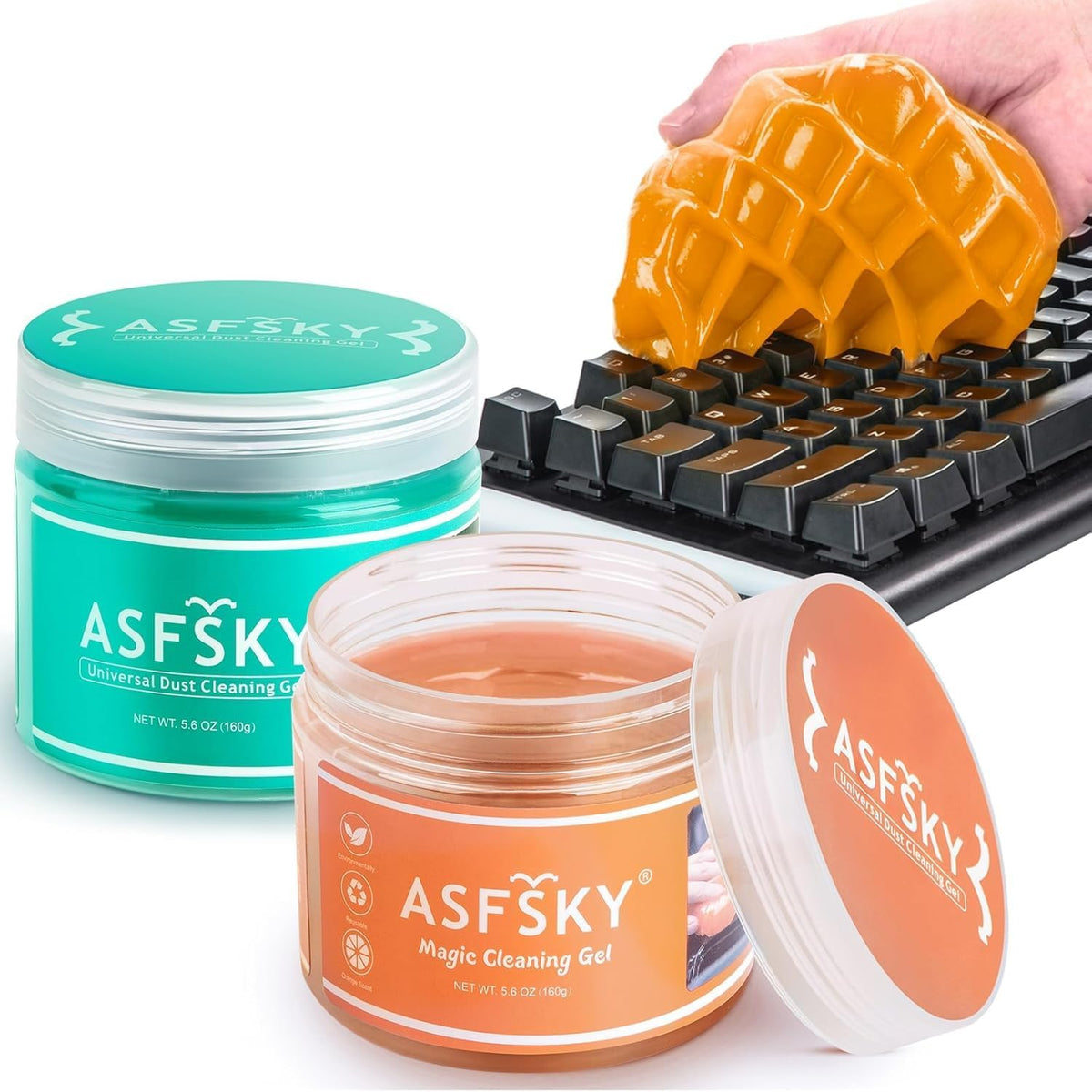 ASFSKY Tastatur Reiniger Gel, Reinigungsgel Für Auto Innenraum Reiniger | Reinigungsschleim Universeller Staubreiniger Für Auto, Computer, Drucker, Kameras (Grün)