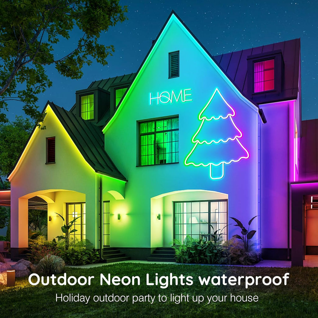 10M Neon LED Strip, Flexible LED Strips, Control with App/Remote, Multiple Modes, Waterproof, Music Sync Gaming Strip Lights for Bedroom Indoor, IP65 Outdoor RGB Neon Lights