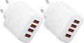 2PACK USB Ladegerät, 4-Port USBA Stecker 5V Handys Netzteil, EU Plug Power Adapter Steckdose Netzstecker Ladeadapter Für L-Phone 14 plus Pro Max/13/12/11/Se/Xr/Xs/8/7/6, Smartwatches Phone Charger