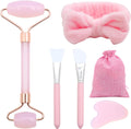 Scettar Jade Gua Sha Stein Set, Rosa Natürlicher Jade Massageroller, Gesichtsroller Massagewerkzeug Für Augenschwellungen Hautstraffung Face Massager