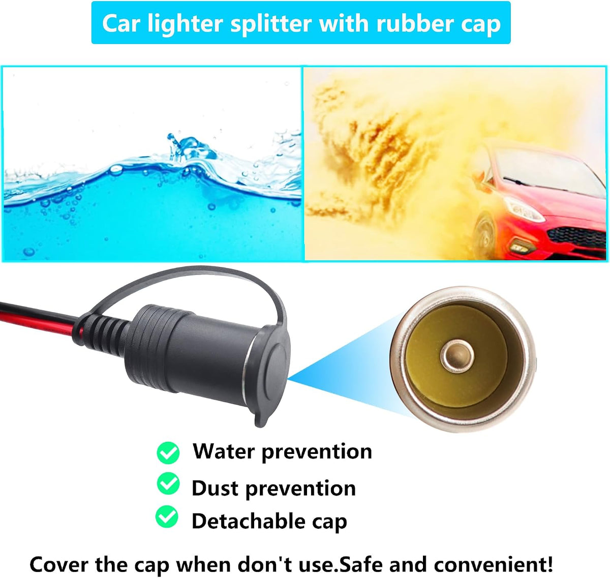1 Bis 3 KFZ Auto Zigarettenanzünder Stecker Mit Schalter, 12V/24V 3 Wege Zigarettenanzünder Adapter Y Kabel,Dual-Zigarettenanzünder-Splitter Mit 15A Sicherung Für Reifenpumpe (1 to 3)