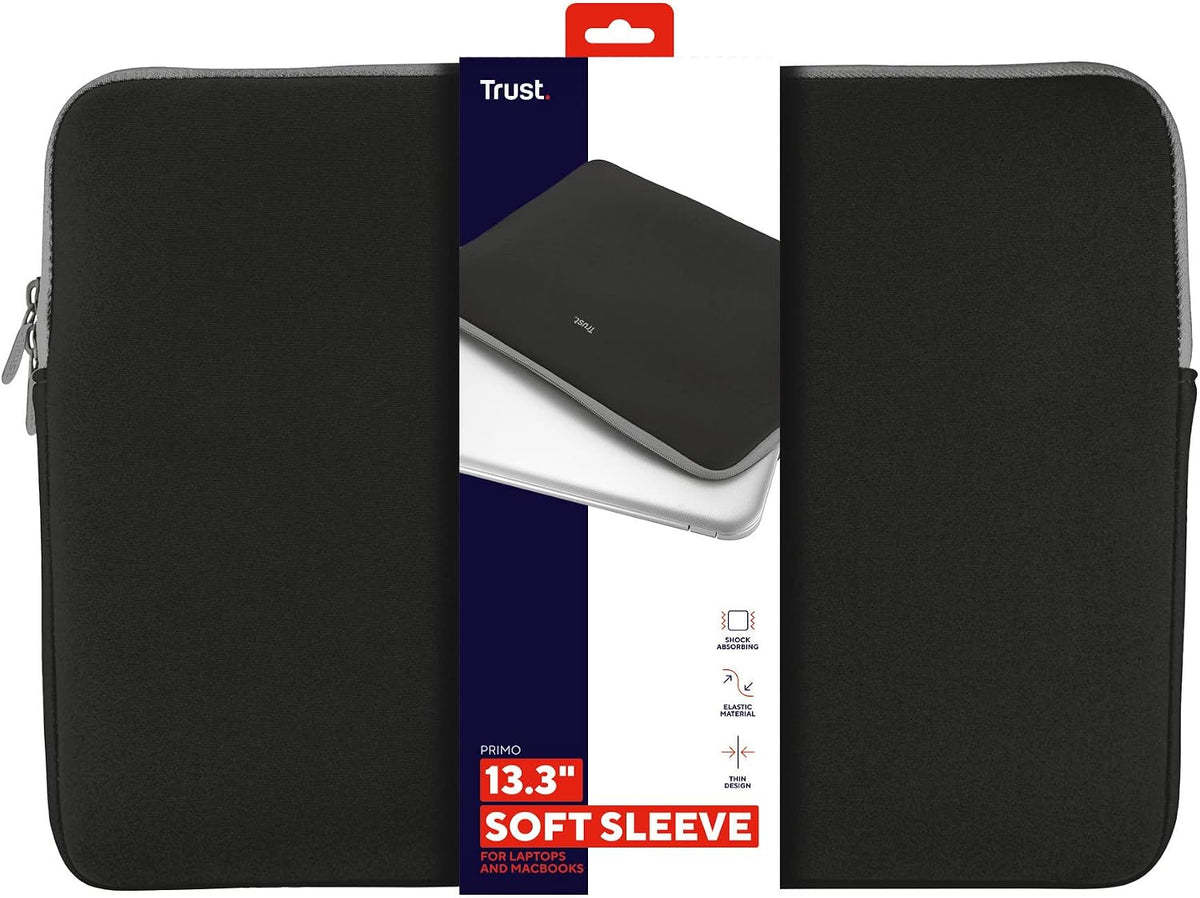 Trust Primo Soft Laptop Sleeve 13,3 Zoll Weiche Schutzhülle, Schwarz