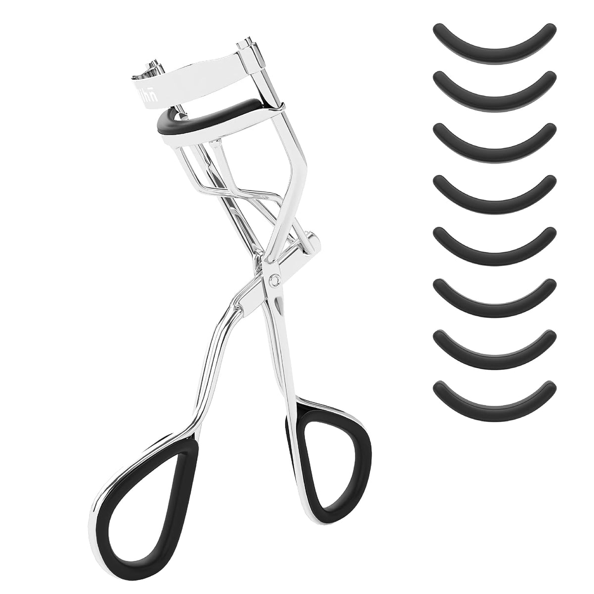 Exklusive Wimpernzange, Eyelash Curler Inkl. 8 Extra Ersatz-Gummi-Pads - Das Make-Up Tool Für Perfekt Geschwungene Wimpern Aus Hochwertigem Carbonstahl (Silber)