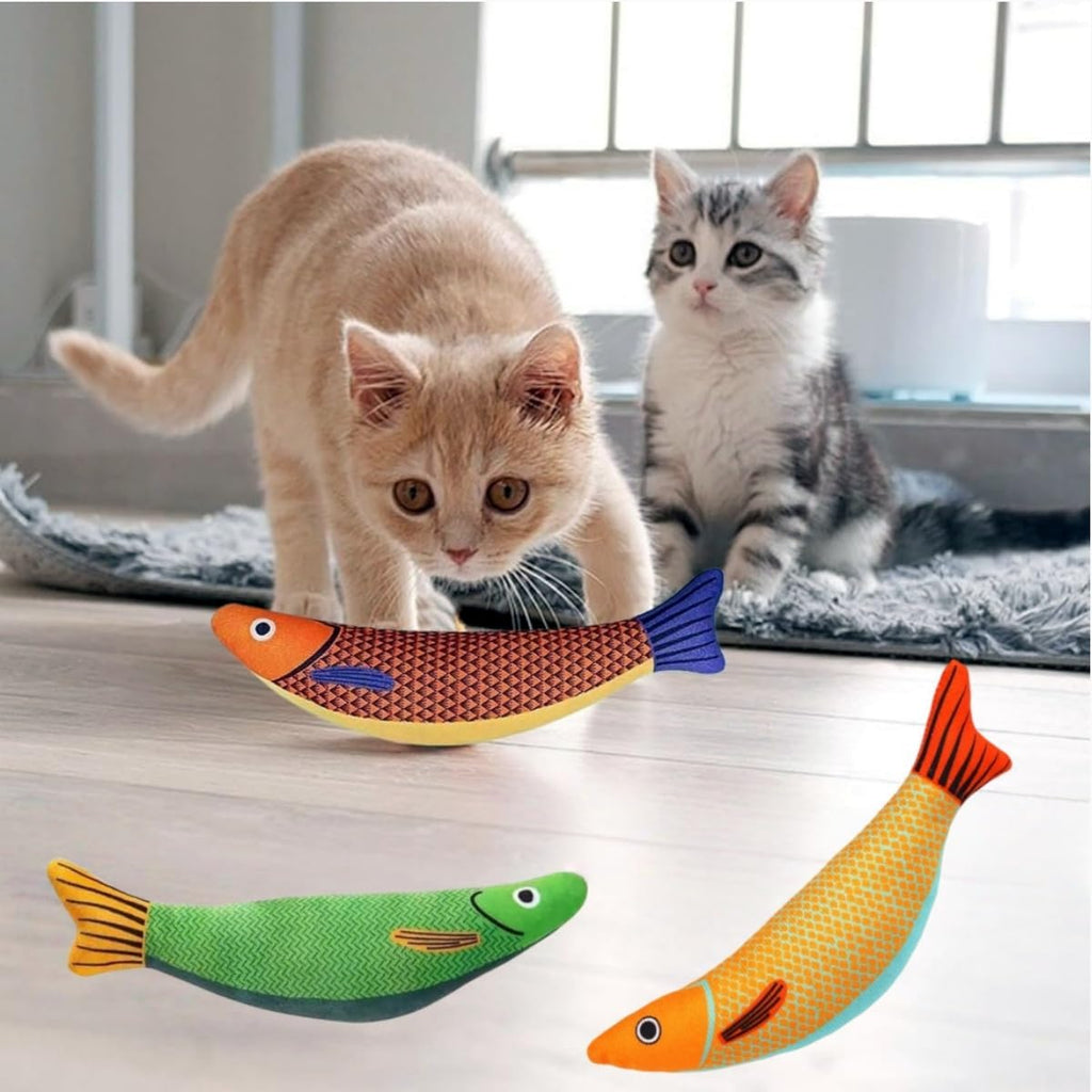 Spielzeug Mit Katzenminze,3 Stück Katzenminze Katzenspielzeug,Fische Simulation Waschbares Katzen Spielzeug,Plüsch Katzenspielzeug,Cartoon-Kätzchen,Interactive Cat Toy,Kitten Spielzeug