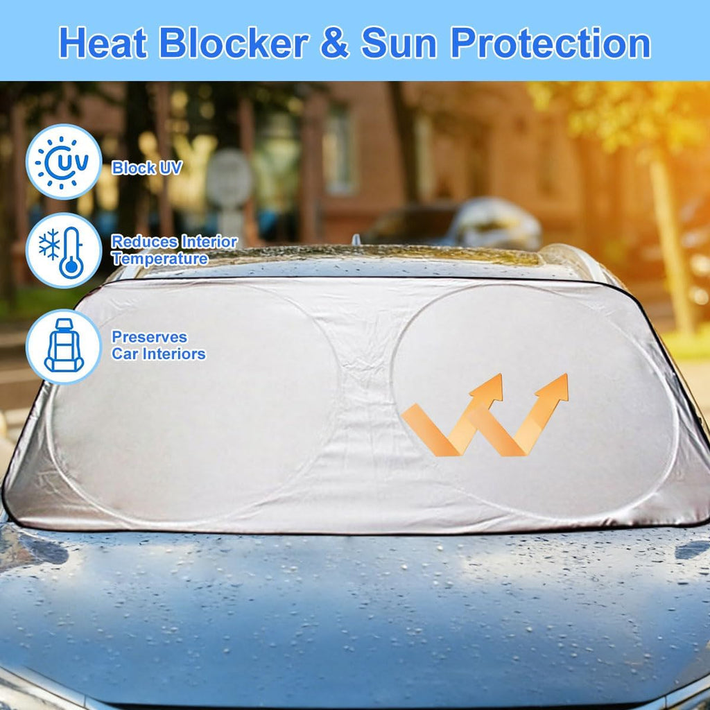 Sonnenschutz Auto Frontscheibe,Sommer Sonnenschutz Auto,Windschutzscheibe Sonnenblende,Auto Sonnenschutz Frontscheibe Innen,Sonnenblende Vorne Faltbar,Blockiert Uv-Strahlen,150X70 Cm