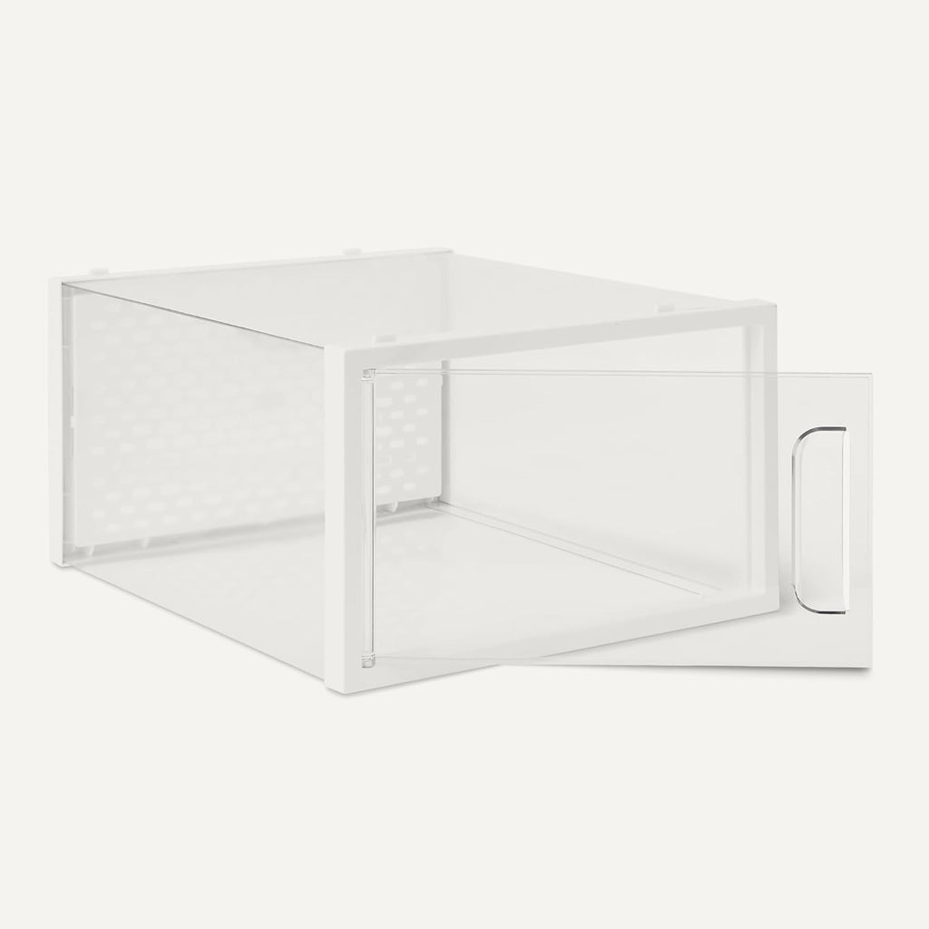 Amazon Basics Schuhaufbewahrungsbox, Stapelbar Und Faltbar, Mittelgroß, 12 Stück, Transparent