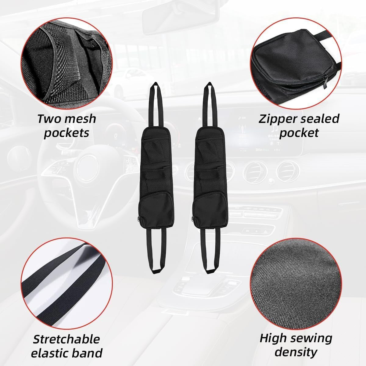 2 Stück Autositz Seitenorganisator,Auto Organizer, Auto Zubehör Innenraum | Autositz Organizer Faltbare Auto Aufbewahrungstasche Netztaschen Mit Mehreren Taschen Für Lkw,Van,Suv(Schwarz)