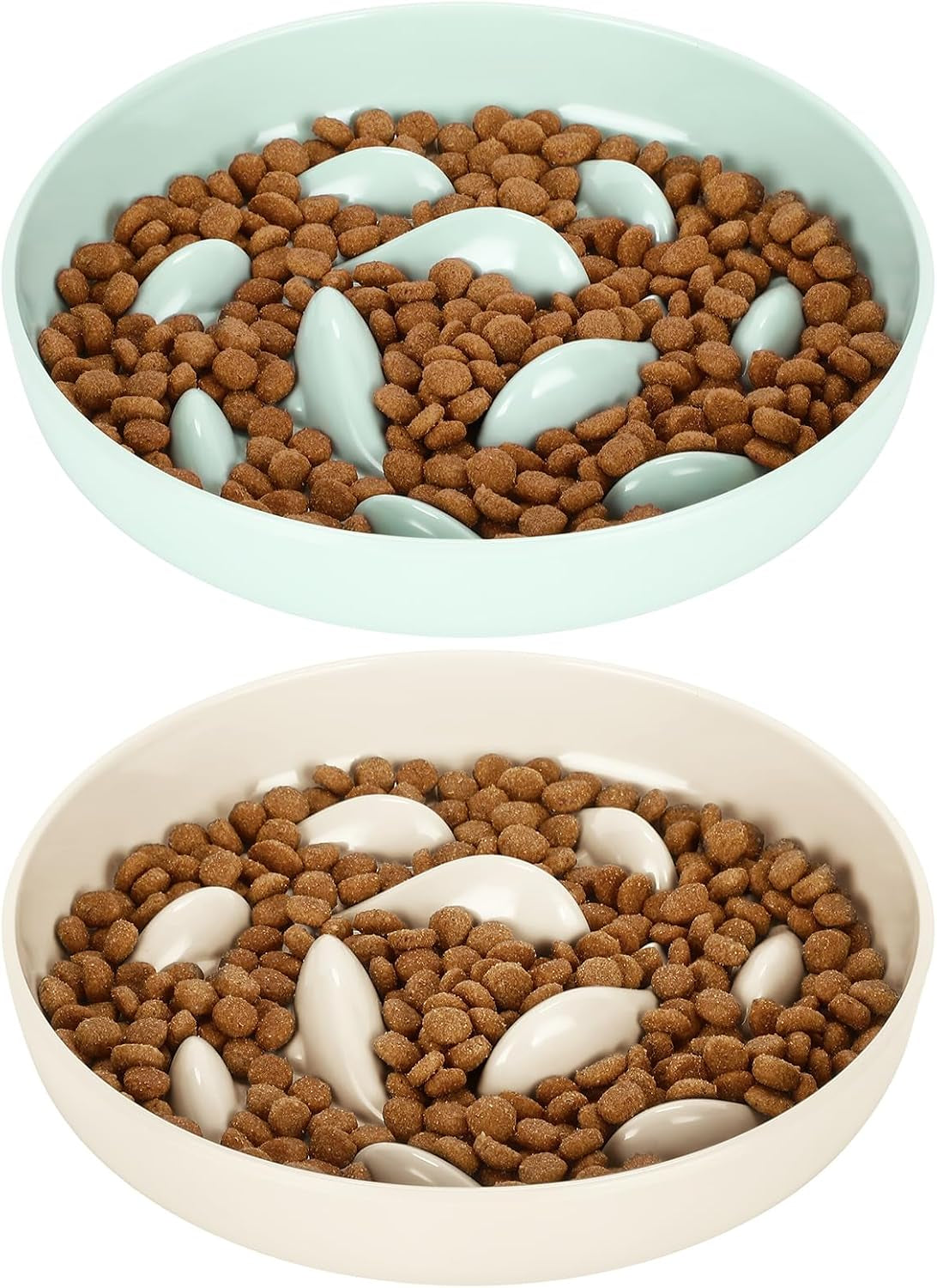 PETTOM anti Schling Napf Katze, Slow Feeder, Oval, 19 X 14 Cm, Weiß | Gesundheitsförderndes Design Mit Rutschfestem Boden, Ultra-Dauerhaft & Leicht Zu Reinigen, Ideal Für Alle Katzengrößen