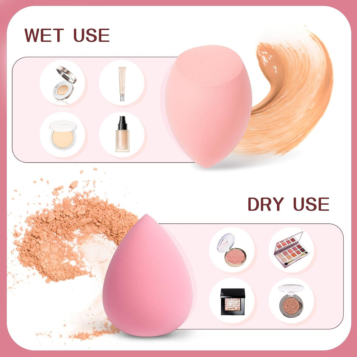 Aiqinu 12 Stück Make up Schwamm, Makeup Sponge Set, Beauty Sponge Für Flüssiges Foundation Puder, Foundation Puff Kosmetik Werkzeug
