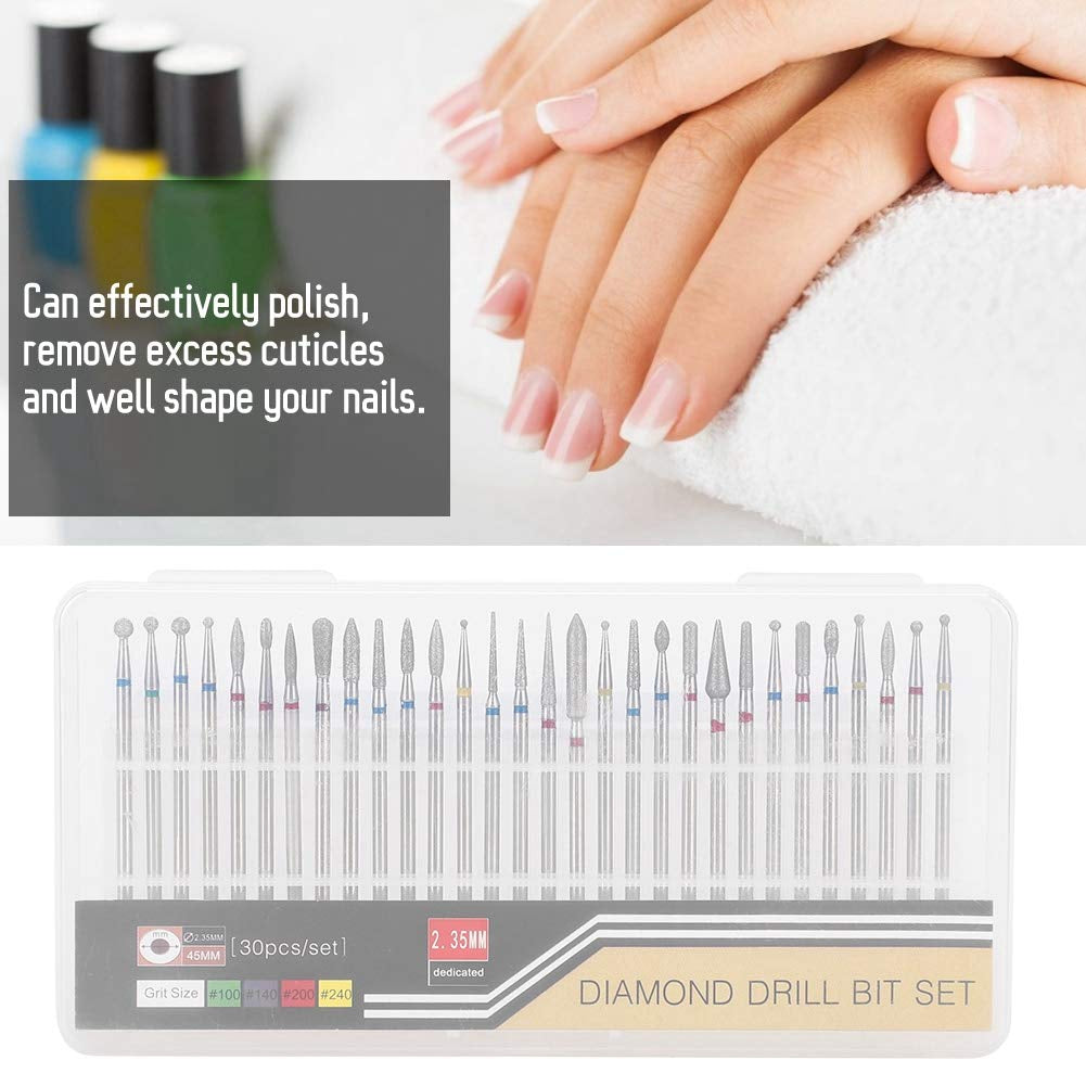 30Pcs/Set Nagelbohrkopf Diamantschleifkopf Nail Art Drill Polish Head Kit Nagelbohrmaschine Zubehör Für Nail Art