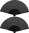 2 Stück Handfächer Faltventilator Chinesischer Handfächer Hochzeitsfächer Fan Orientalischer Tuch Stoff Fan Für Tanz, Schwarz Taschenfächer Faltfächer Klappfächer Für Hochzeite Geburttag Party DIY