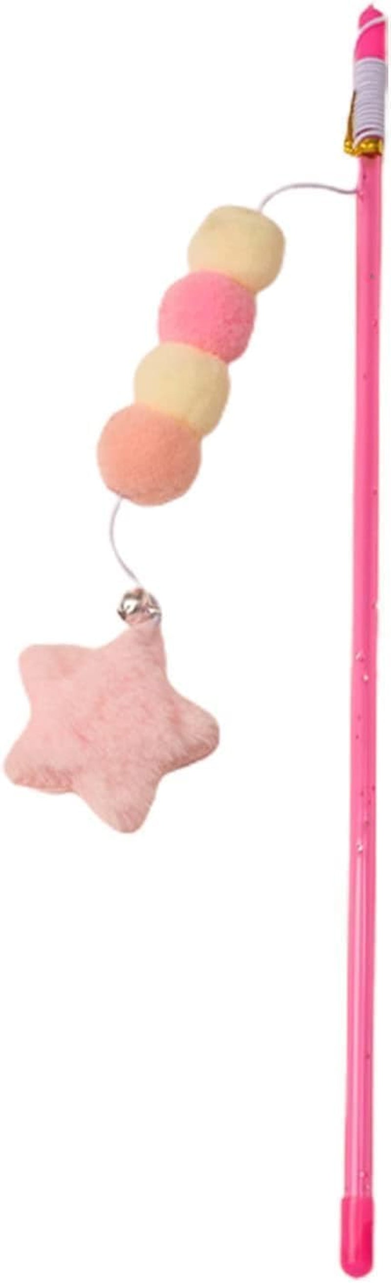Pink Cat Stick Toy, Cat Teaser Wand Toys, Interactive Cat Toys, Elastic Rope Plush Ball Star Pendant Bite Comfortable Grip, Indoor Cats and Kitten Wand Mäuse Und Tiere