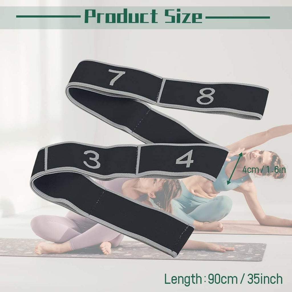 1 Pcs Yoga Stretching Band,Fitnessbänder Band Yoga Stretch Gurt, Gymnastikband, Hochelastischer Gymnastikband, Upgrade Erweitern Stretching Strap Effektives Dehnung - Grau