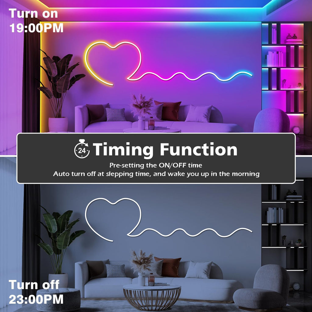 10M Neon LED Strip, Flexible LED Strips, Control with App/Remote, Multiple Modes, Waterproof, Music Sync Gaming Strip Lights for Bedroom Indoor, IP65 Outdoor RGB Neon Lights