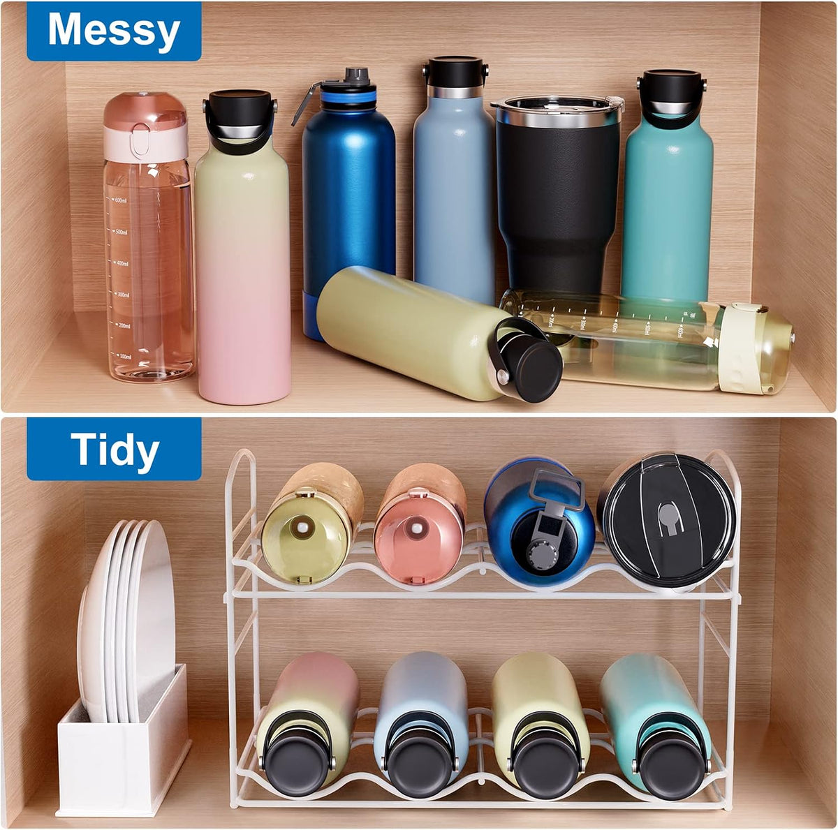 Puricon Water Bottle Shelf Organizer, Weiß, M